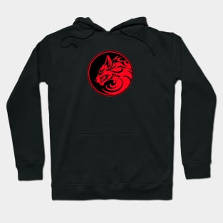 Growling Red and Black Wolf Circle Hoodie